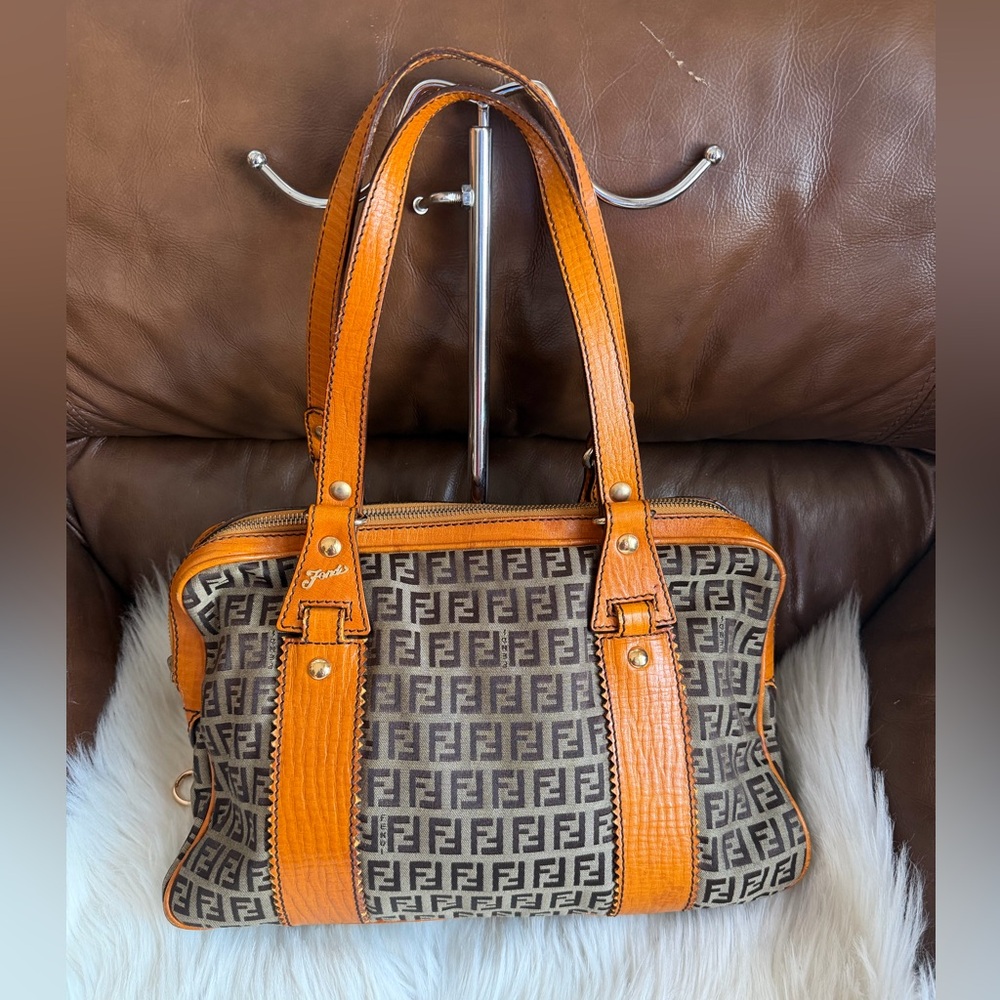 Fendi Brown and Orange Shoulder Bag